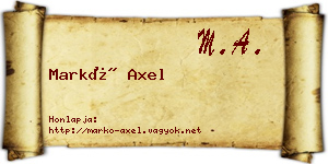 Markó Axel névjegykártya